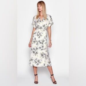 Equipment Tavine Kimono Midi Dress Silk Ditsy Print Ecru Multi Casual Women 6